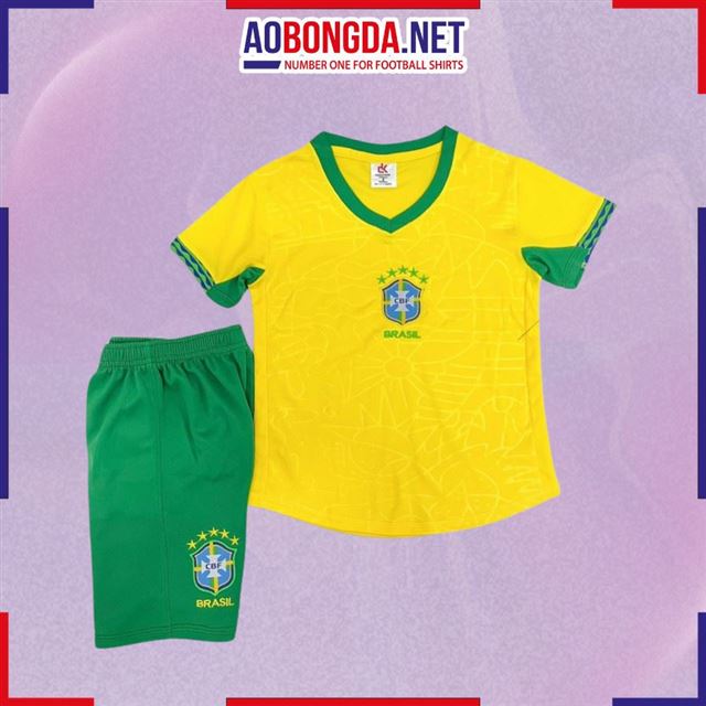 Áo Bóng Đá Đội Tuyển Brazil Vàng Trẻ Em 2024