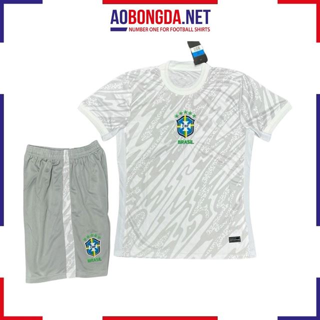 Áo Bóng Đá Đội Tuyển Brazil Trắng Xám 2024 - 2025