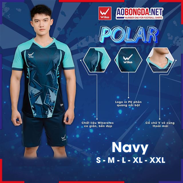 Áo Bóng Đá Không Logo Wika Polar Navy
