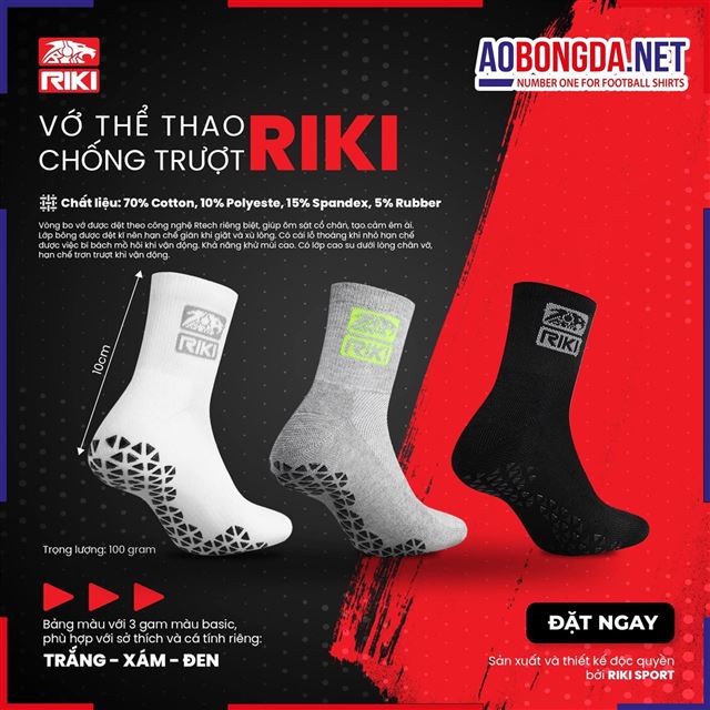 Tất Thể Thao Chống Trơn Riki Cổ Ngắn