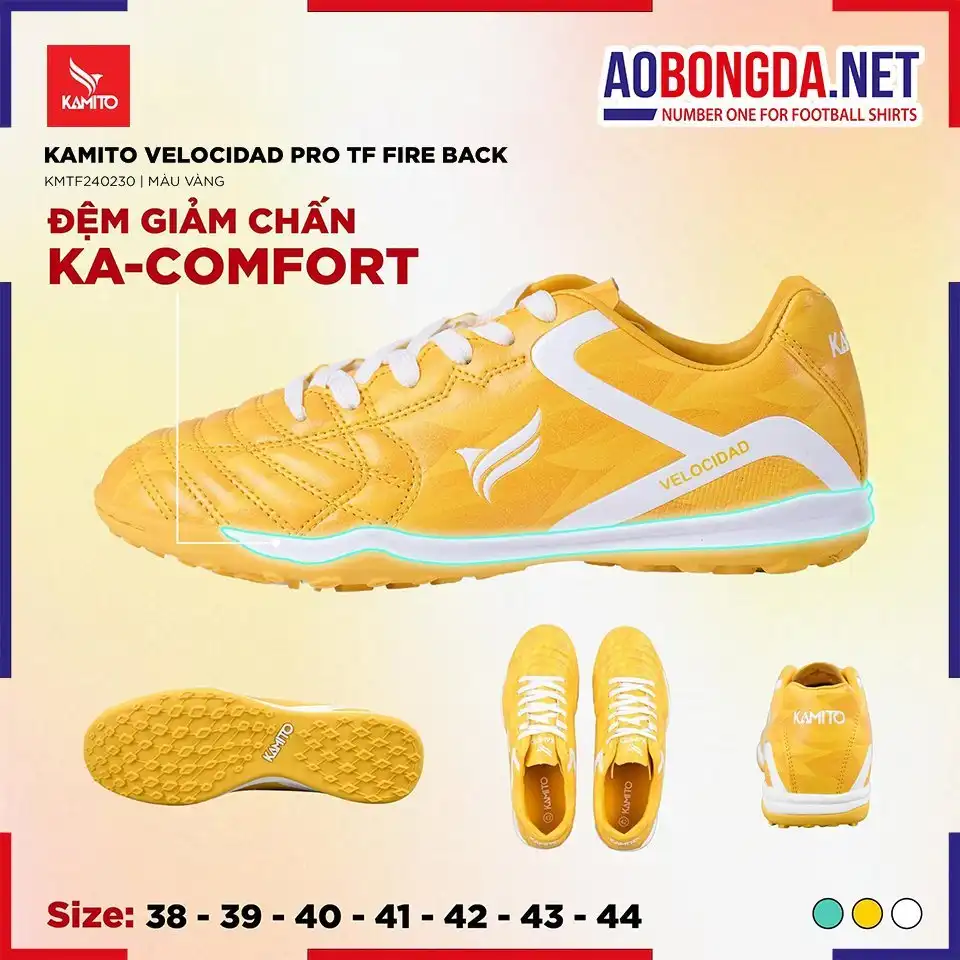 Giày Bóng Đá Kamito Velocidad PRO TF Fire Back Vàng