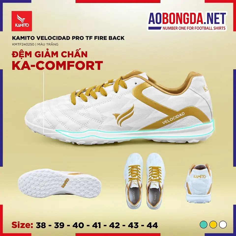 Giày Bóng Đá Kamito Velocidad PRO TF Fire Back Trắng