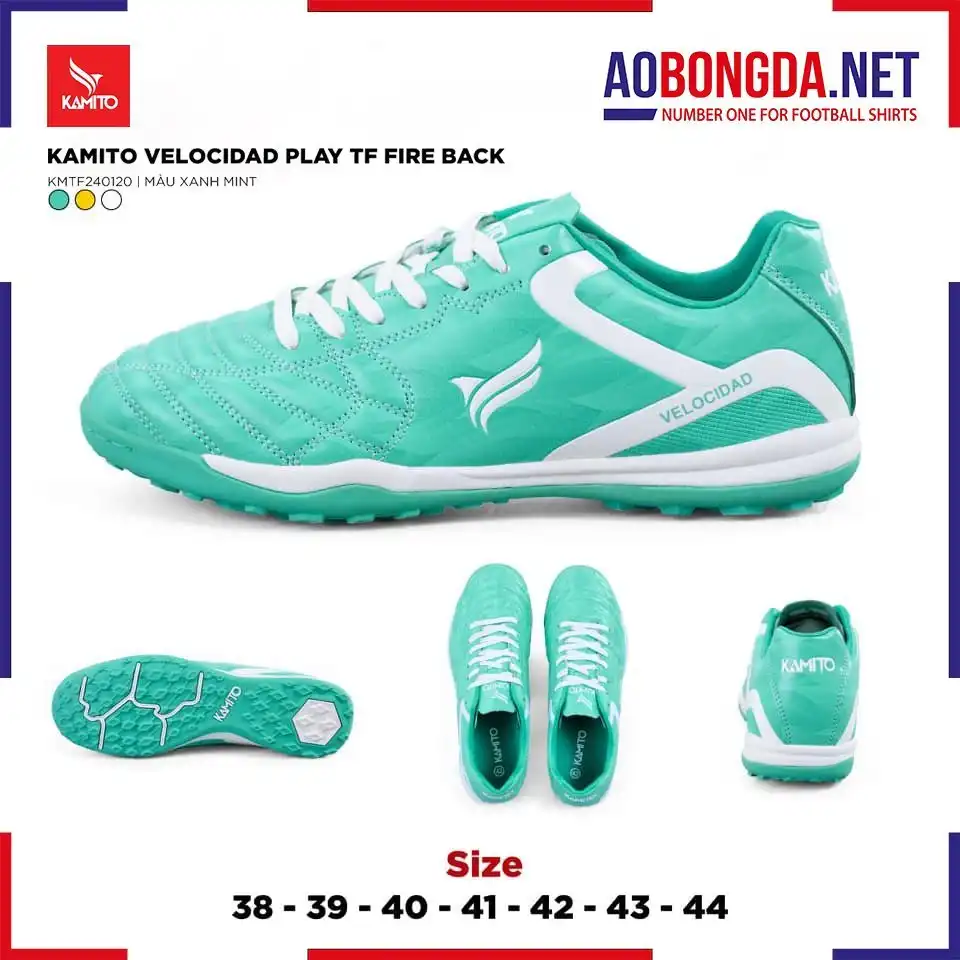 Giày Bóng Đá Kamito Velocidad Play TF Fireback Xanh Mint