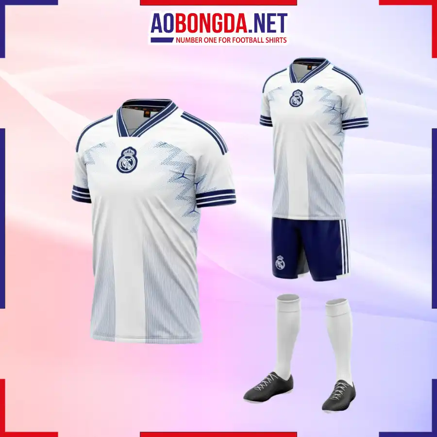 Áo Bóng Đá Câu Lạc Bộ Real Trắng Xanh Đen Fantasy 24-25