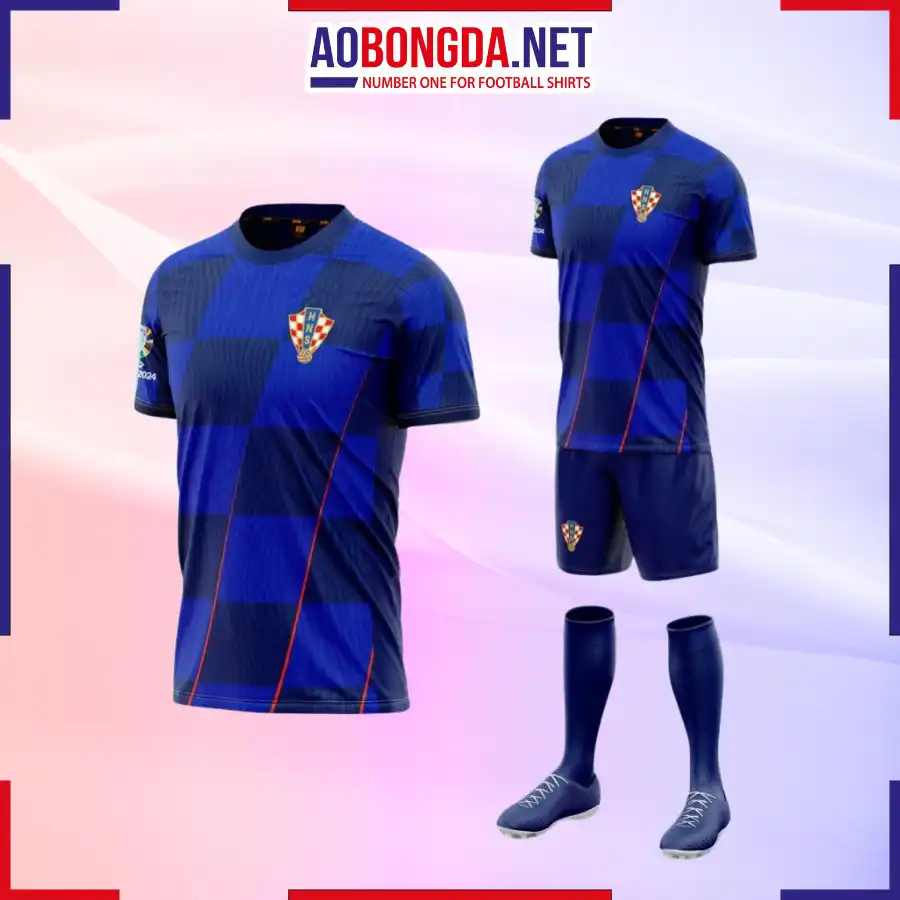 Áo Bóng Đá Đội Tuyển Croatia Euro Xanh Đen 2024-2025