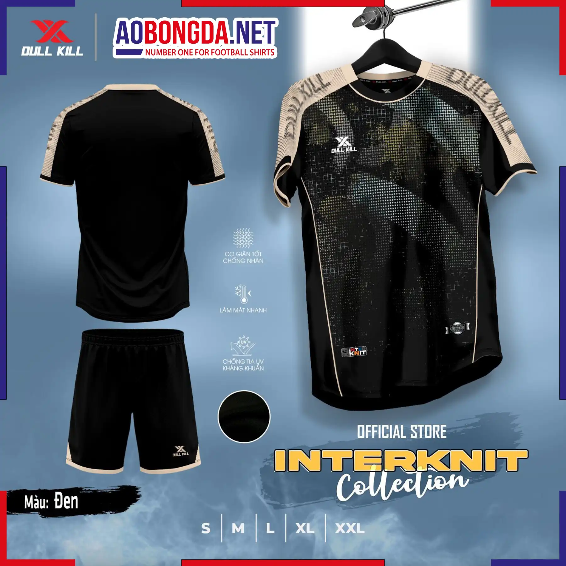 Áo Bóng Đá Không Logo Dullkill Interknit Màu Đen