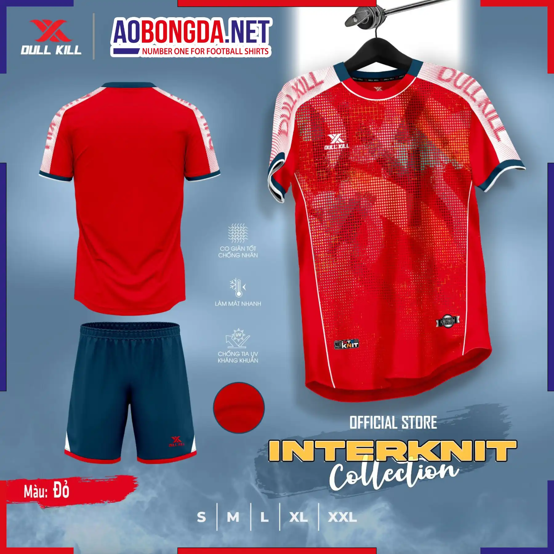 Áo Bóng Đá Không Logo Dullkill Interknit Màu Đỏ