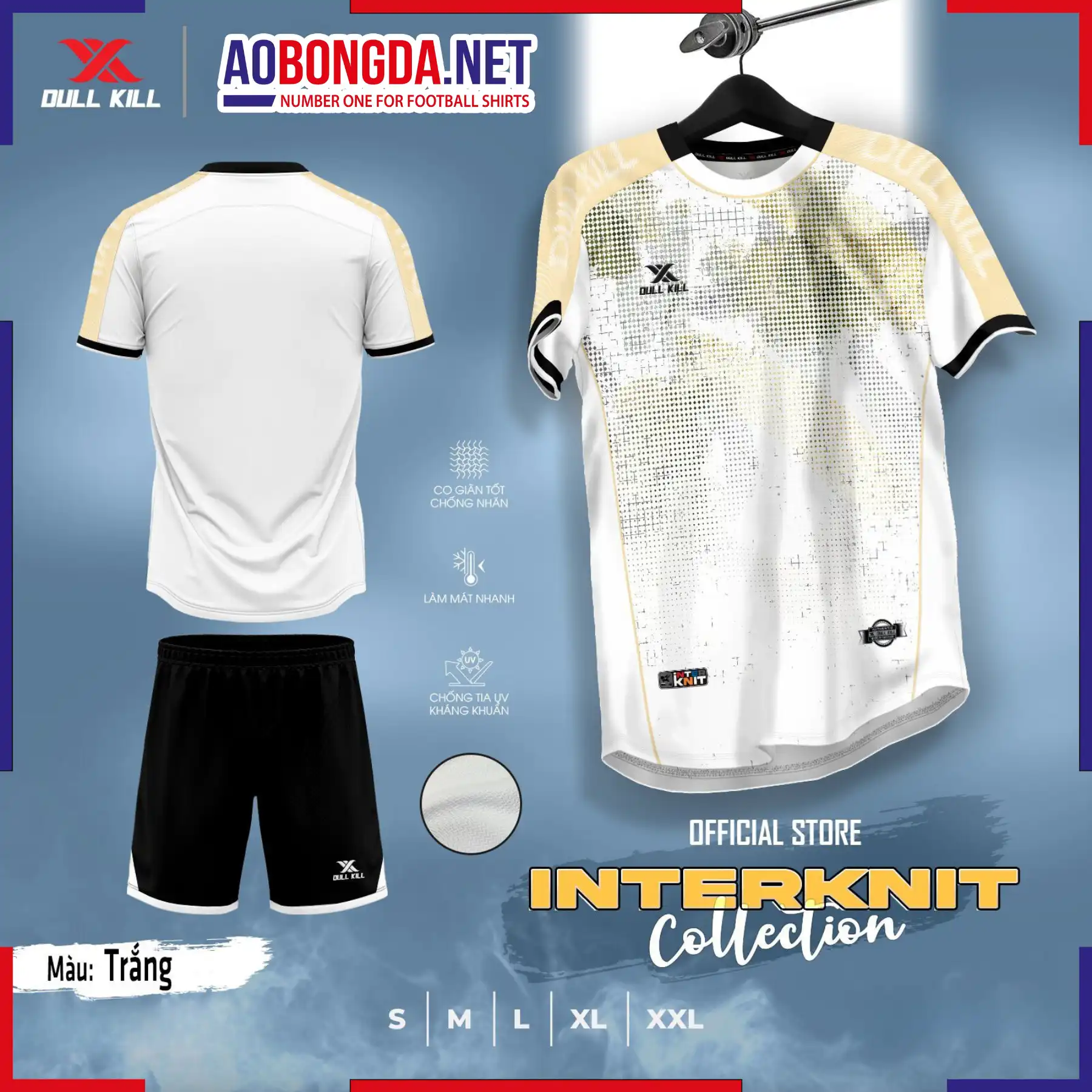 Áo Bóng Đá Không Logo Dullkill Interknit Màu Trắng