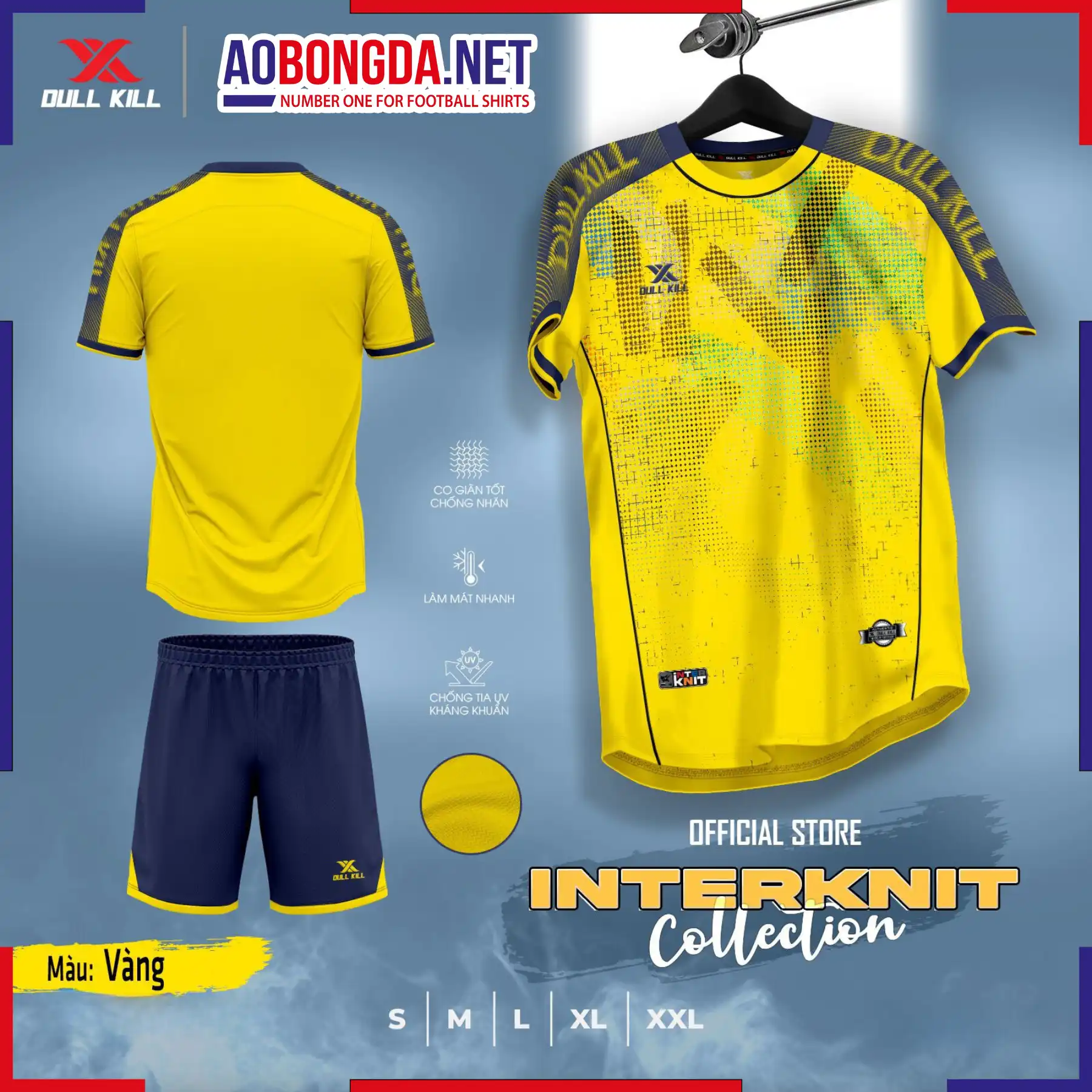 Áo Bóng Đá Không Logo Dullkill Interknit Màu Vàng