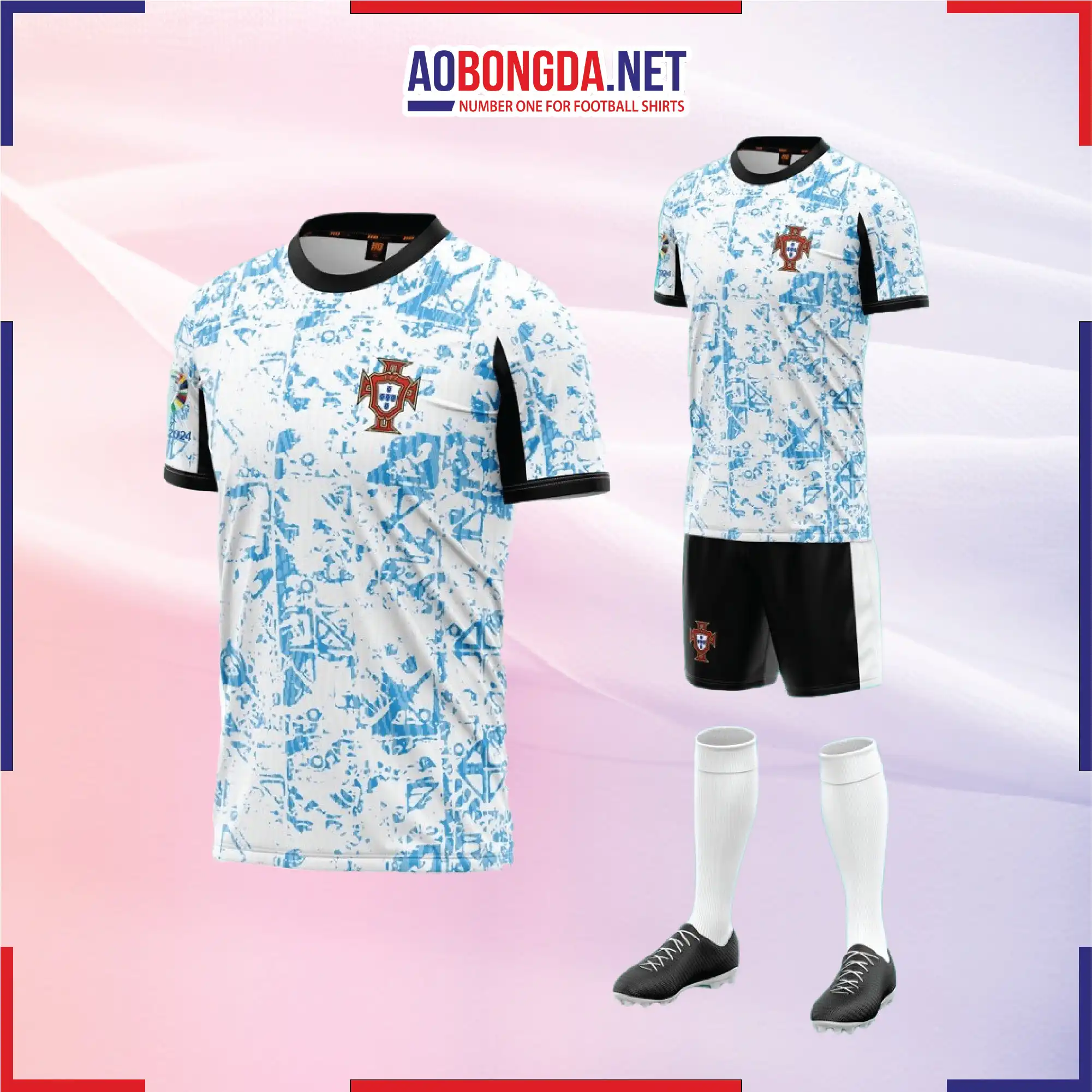 Áo Bóng Đá Đội Tuyển Bồ Đào Nha Trắng Xanh Euro 2024-2025