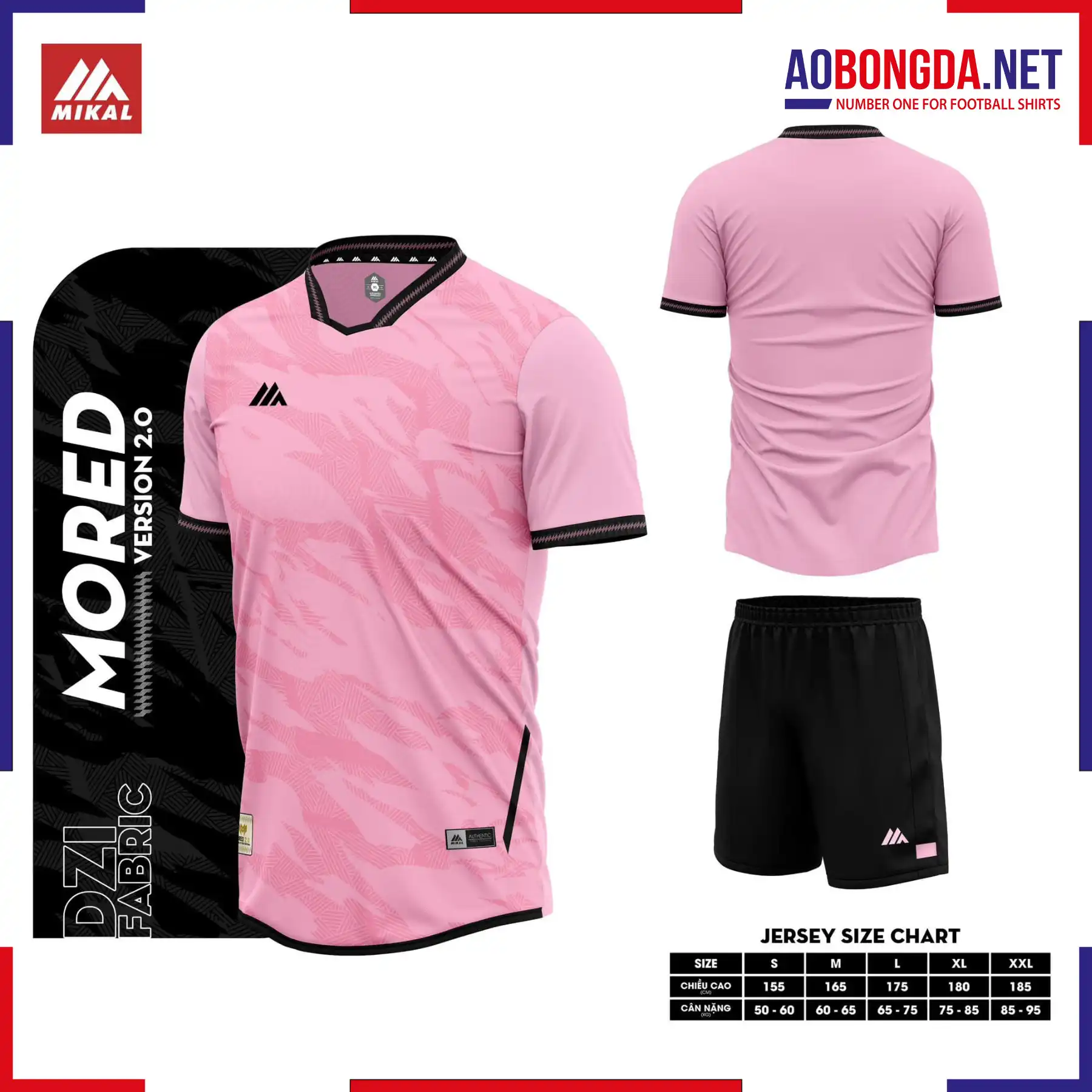 Áo Bóng Đá Không Logo Mikal Mored 2 Màu Hồng