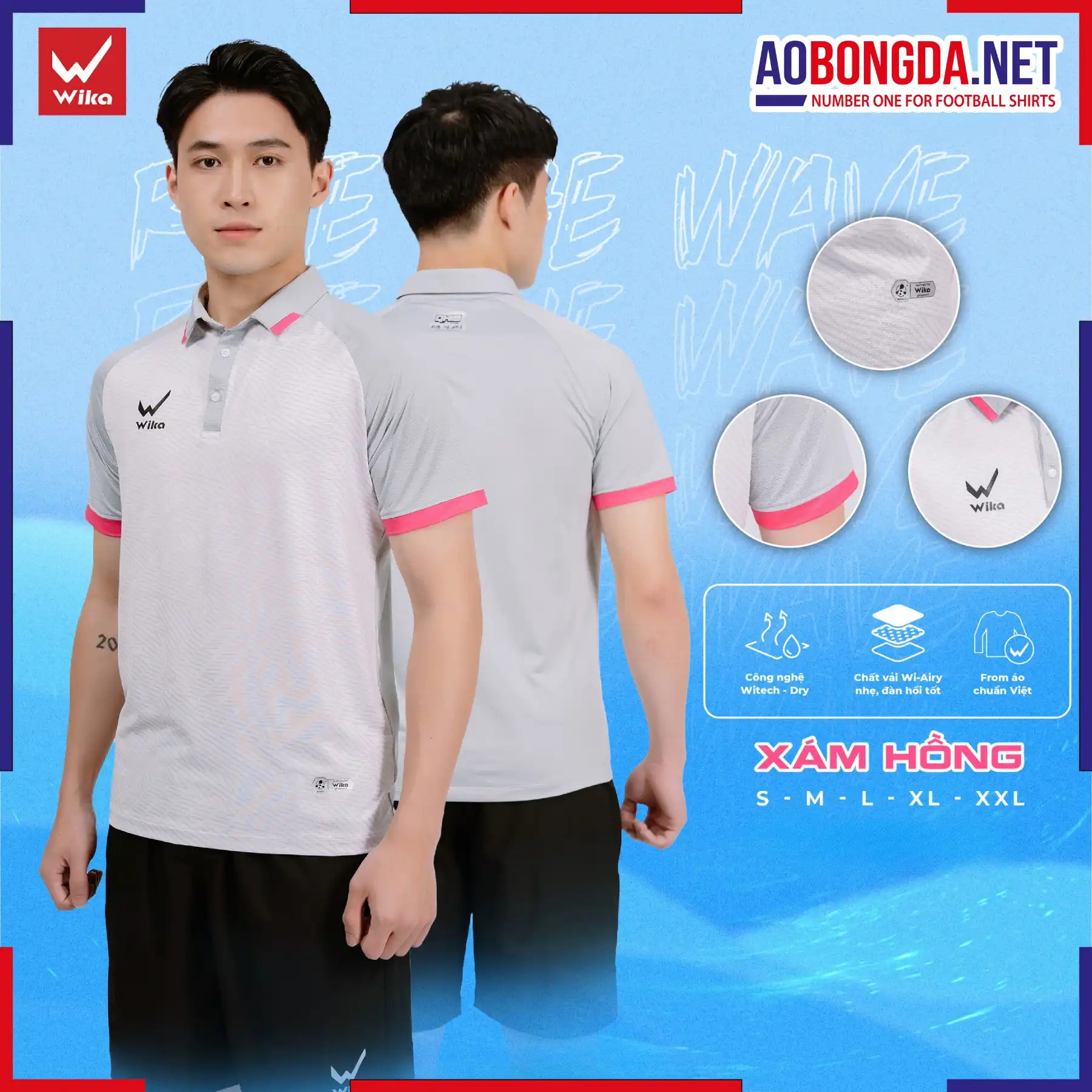 Áo Polo Wika QH19 Z-Vol Màu Xám Hồng
