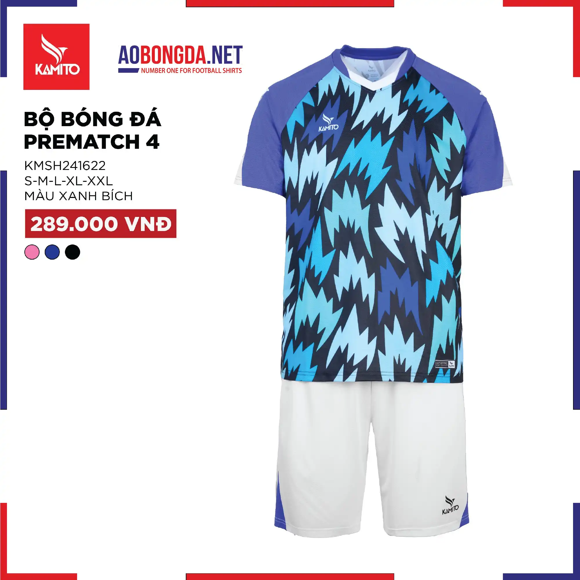 Áo Bóng Đá Không Logo Kamito Prematch 4 Xanh Bích