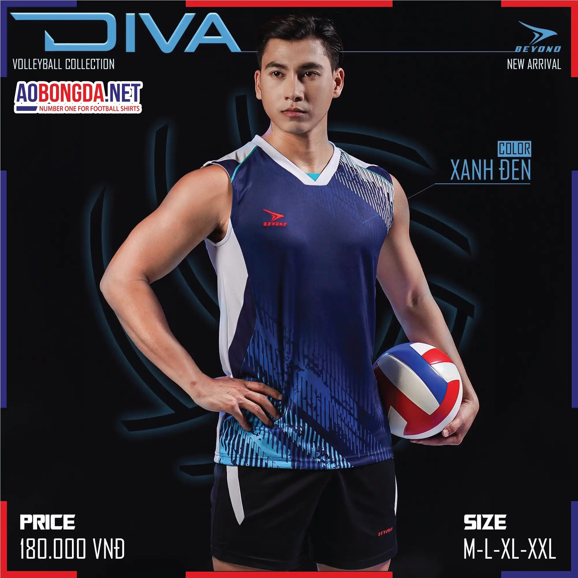 Áo Bóng Chuyền Beyono Diva Xanh Đen