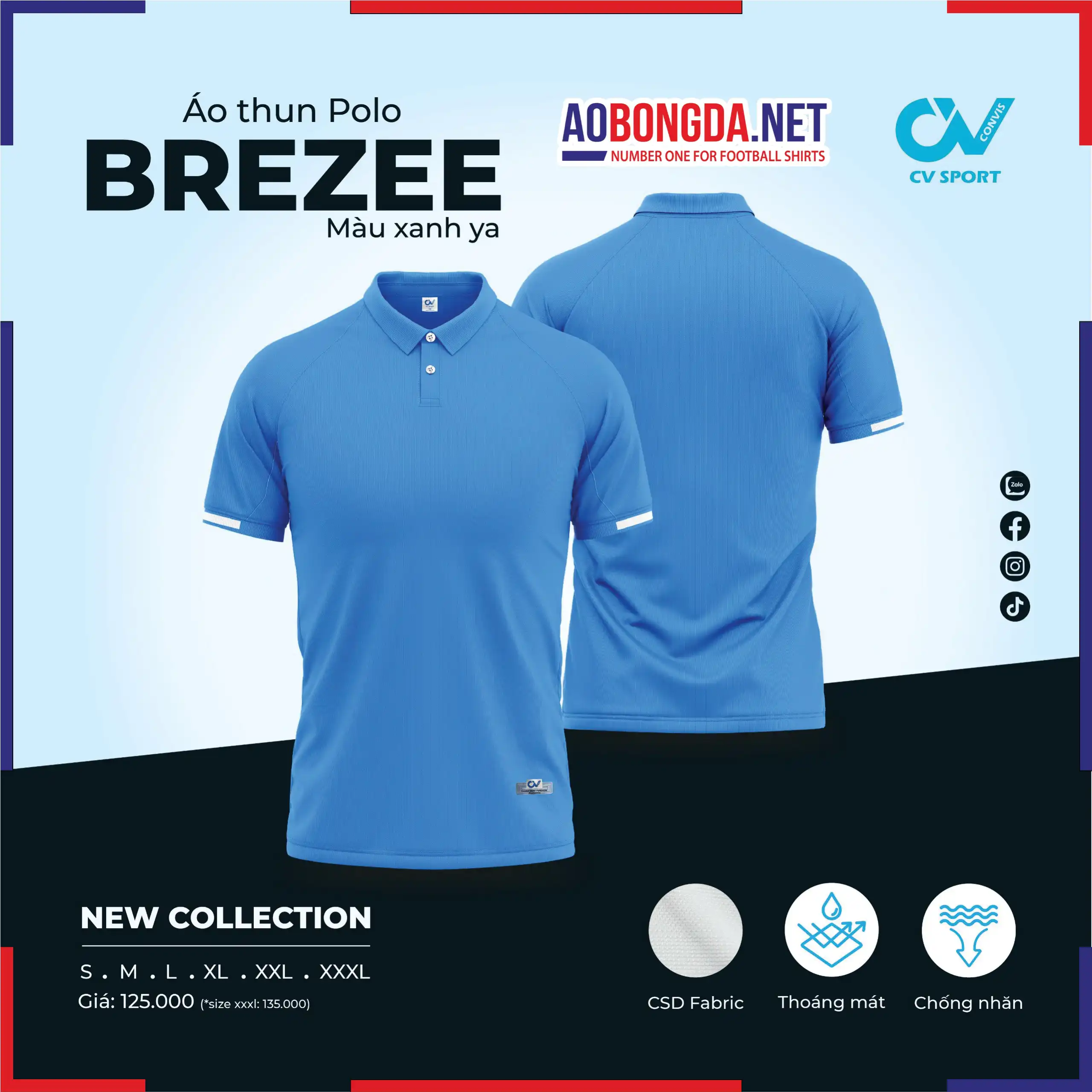 Áo Polo CV Breeze Xanh Ya