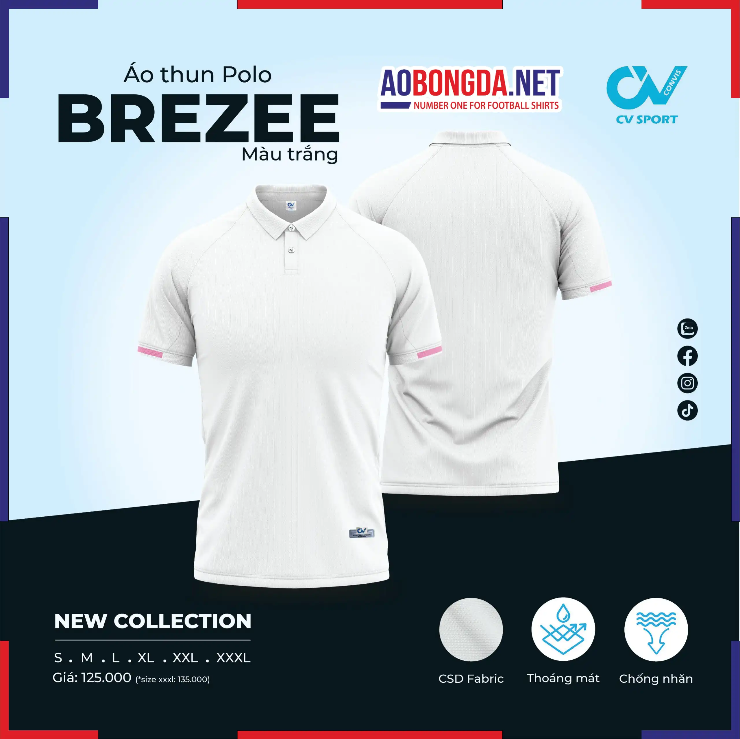 Áo Polo CV Breeze Trắng