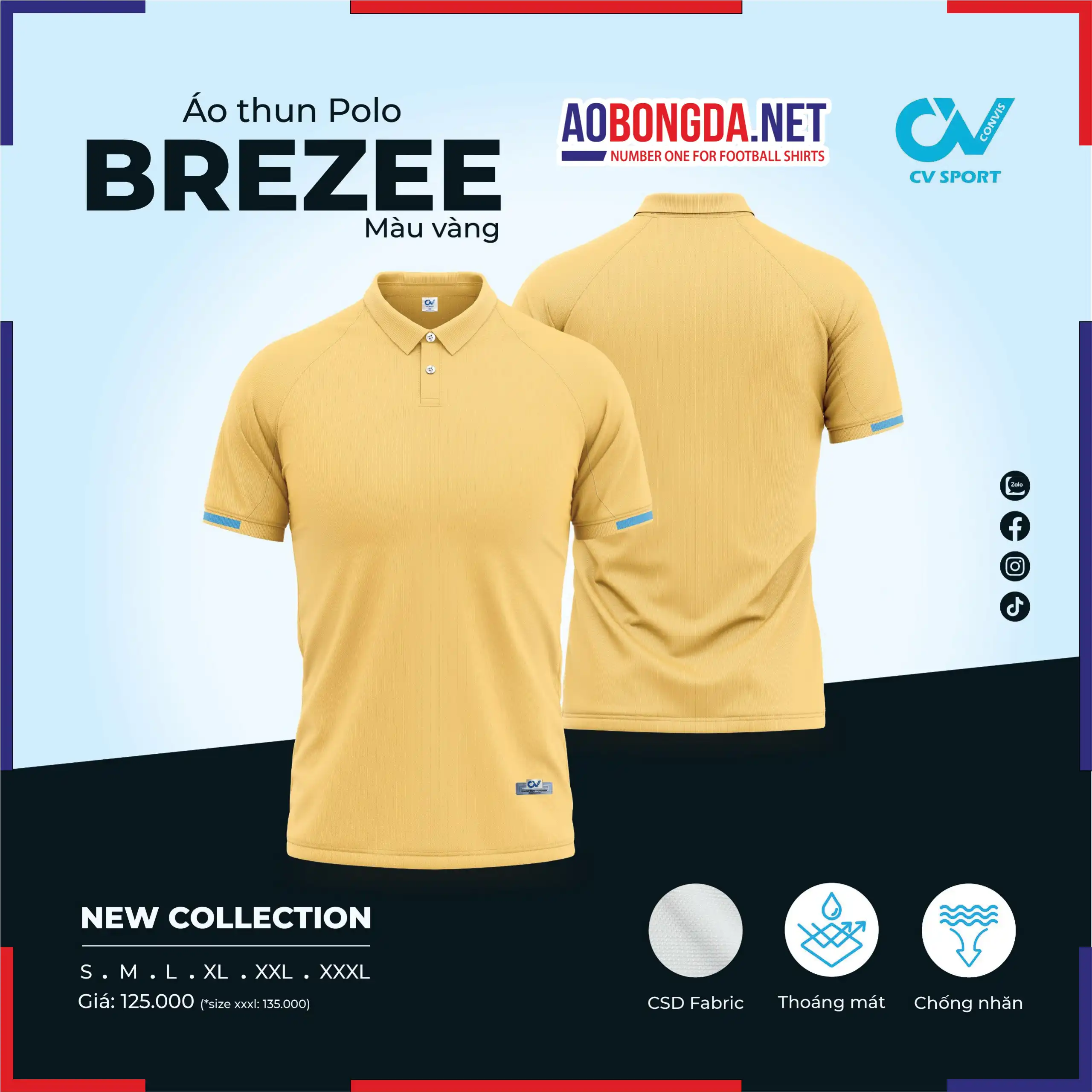 Áo Polo CV Breeze Vàng