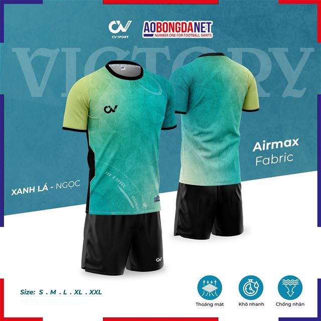 Áo Bóng Đá Không Logo CV C03 Victory Màu Xanh Lá Ngọc