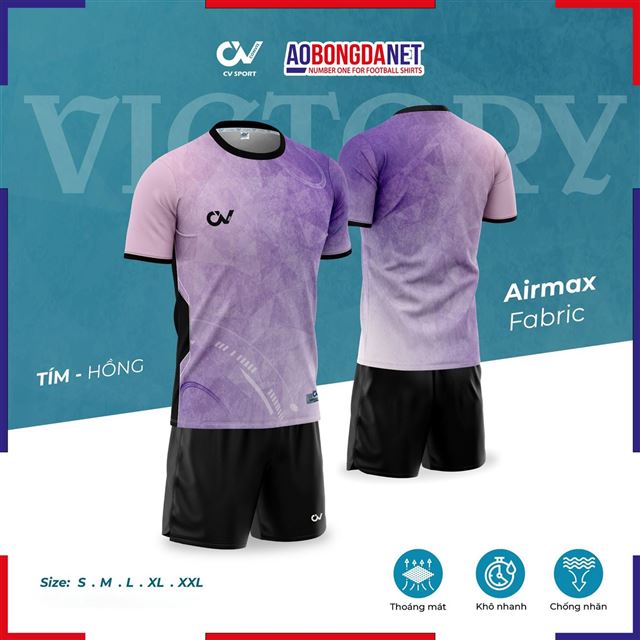 Áo Bóng Đá Không Logo CV C03 Victory Màu Tím Hồng