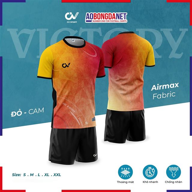 Áo Bóng Đá Không Logo CV C03 Victory Màu Đỏ Cam