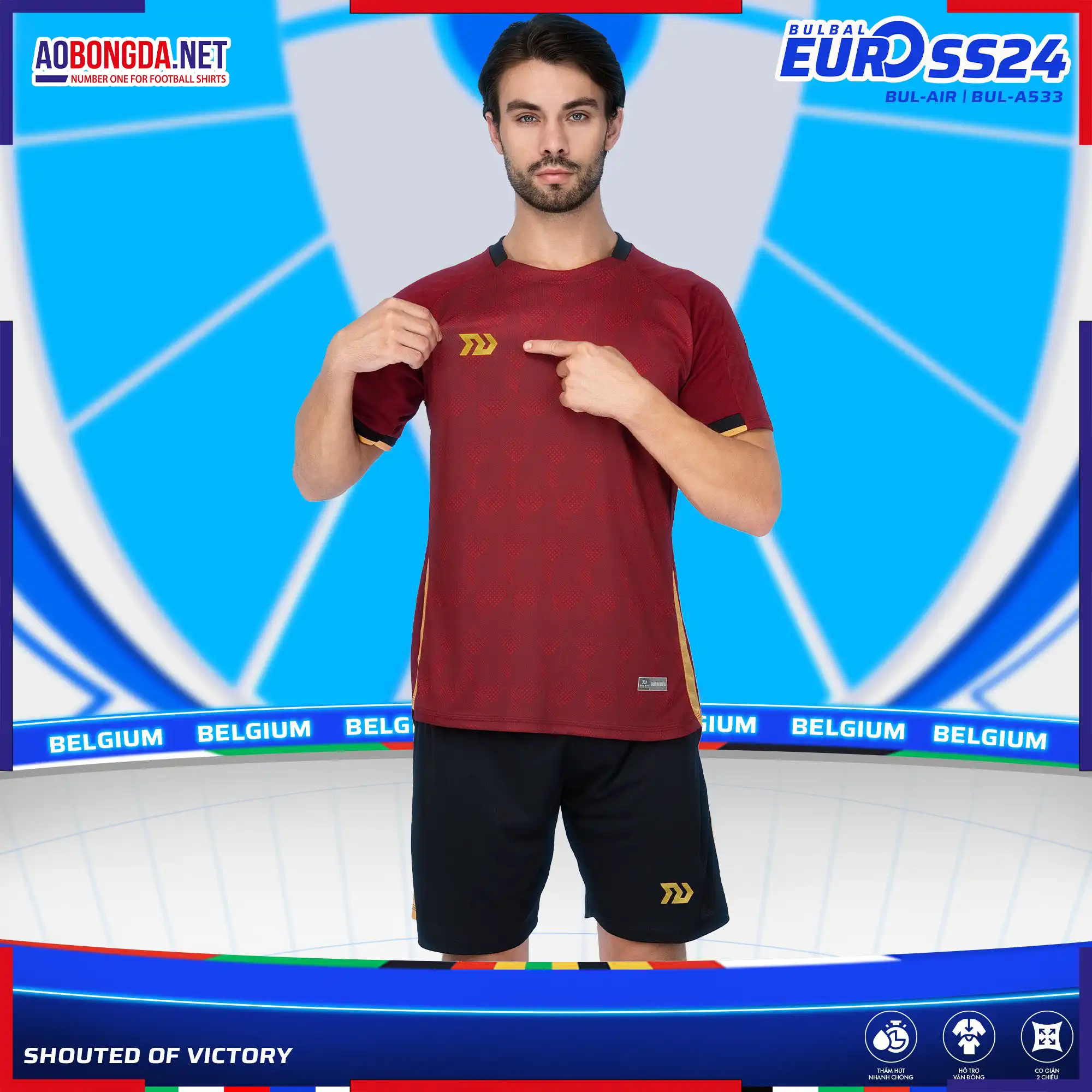 Áo Bóng Đá Không Logo Bulbal Euro Bỉ Đỏ 2024