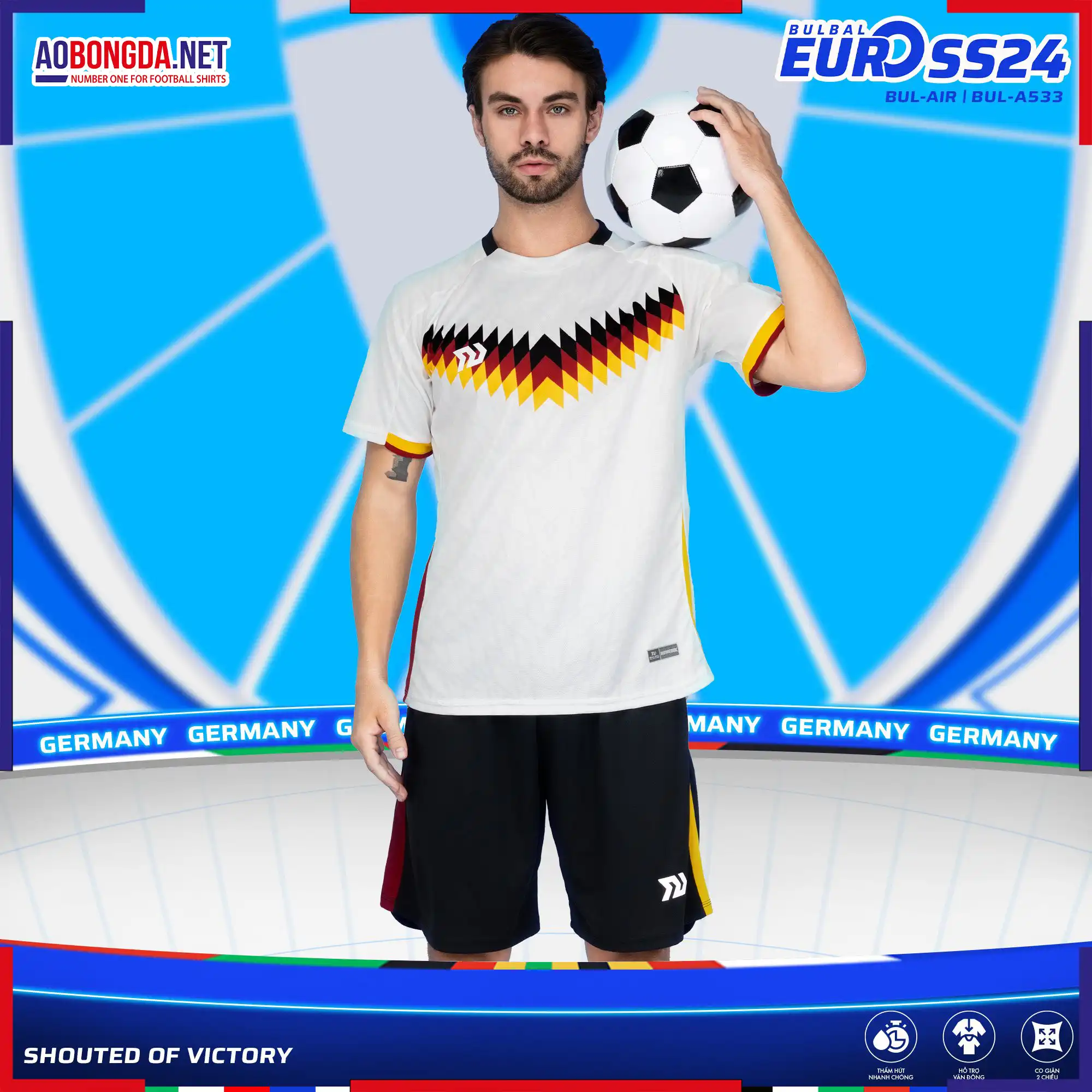Áo Bóng Đá Không Logo Bulbal Đức Trắng 2024