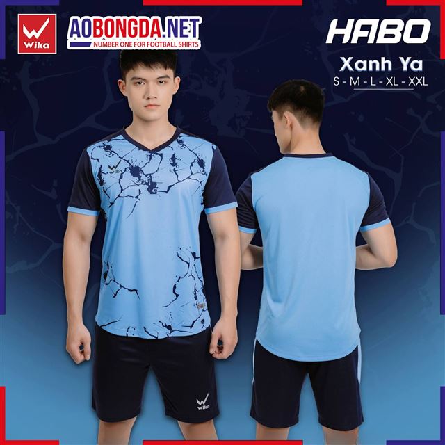 Áo Bóng Đá Không Logo Wika Habo Màu Xanh Ya