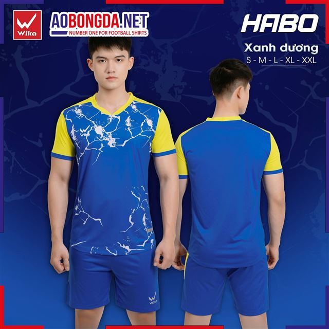 Áo Bóng Đá Không Logo Wika Habo Màu Xanh Dương