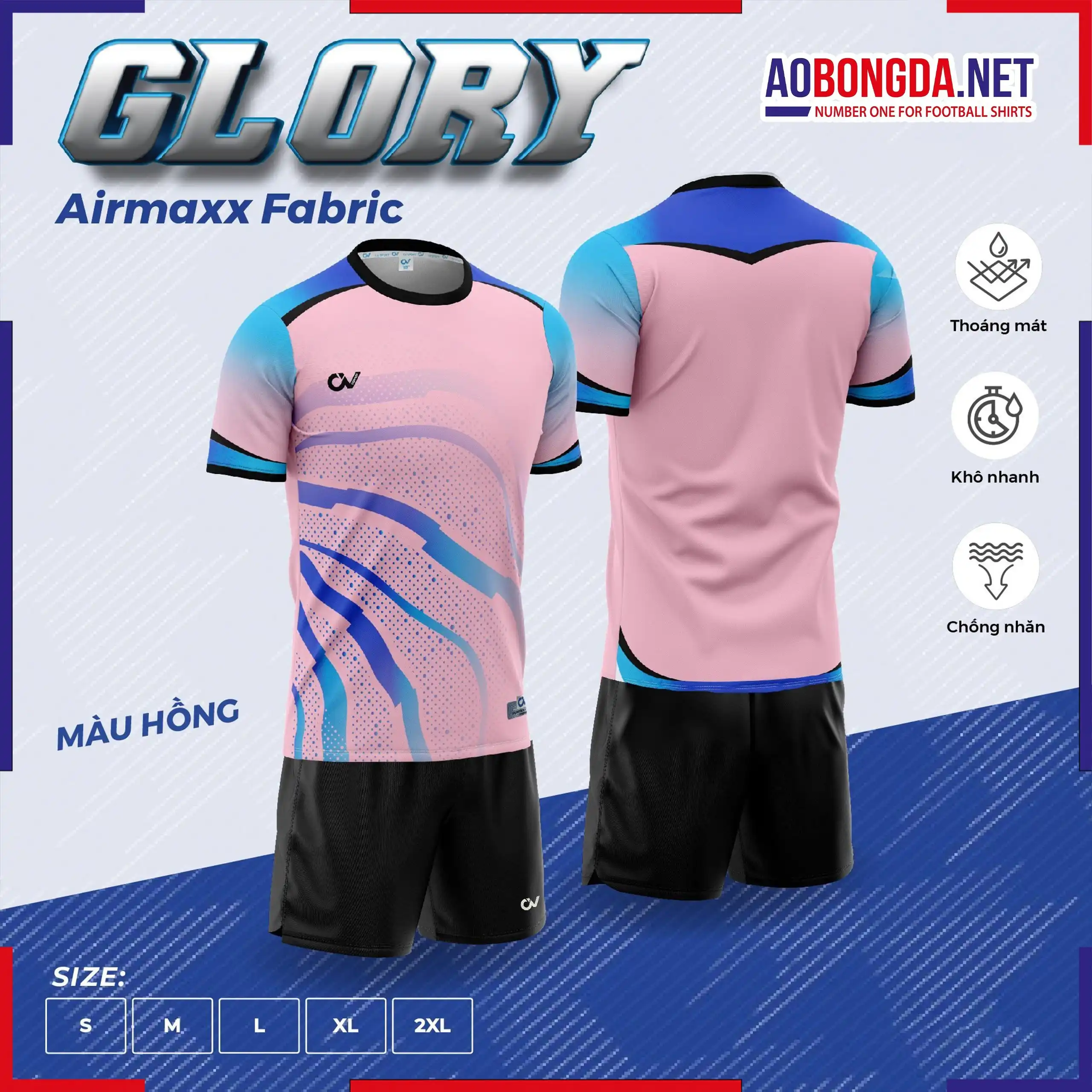 Áo Bóng Đá Không Logo CV Glory Màu Hồng