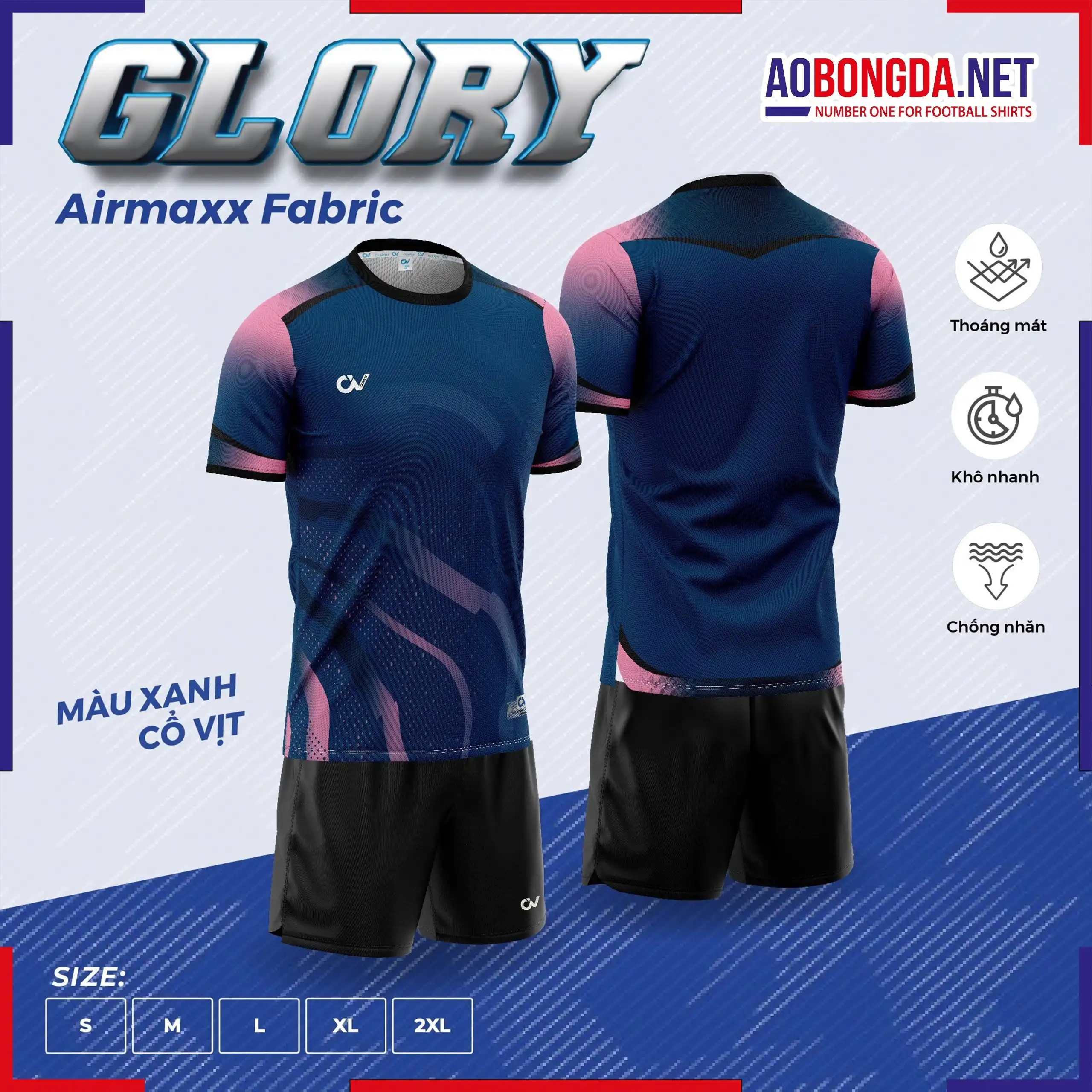 Áo Bóng Đá Không Logo CV Glory Màu Cổ Vịt