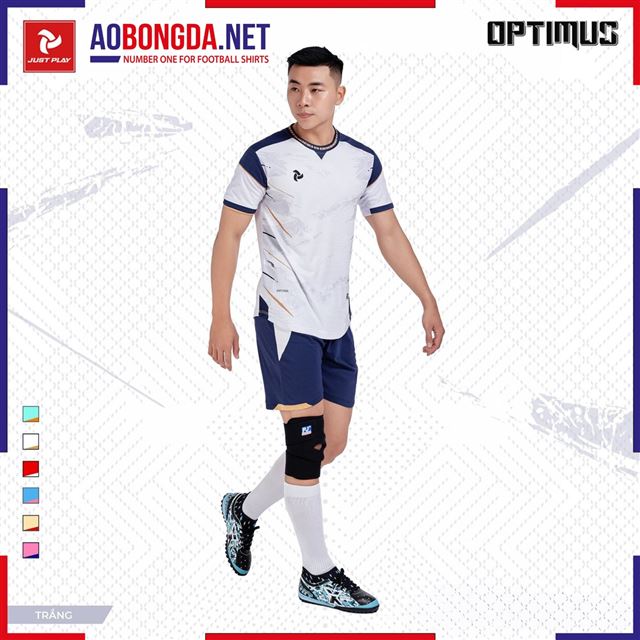 Áo Bóng Đá Không Logo Justplay Optimus Màu Trắng