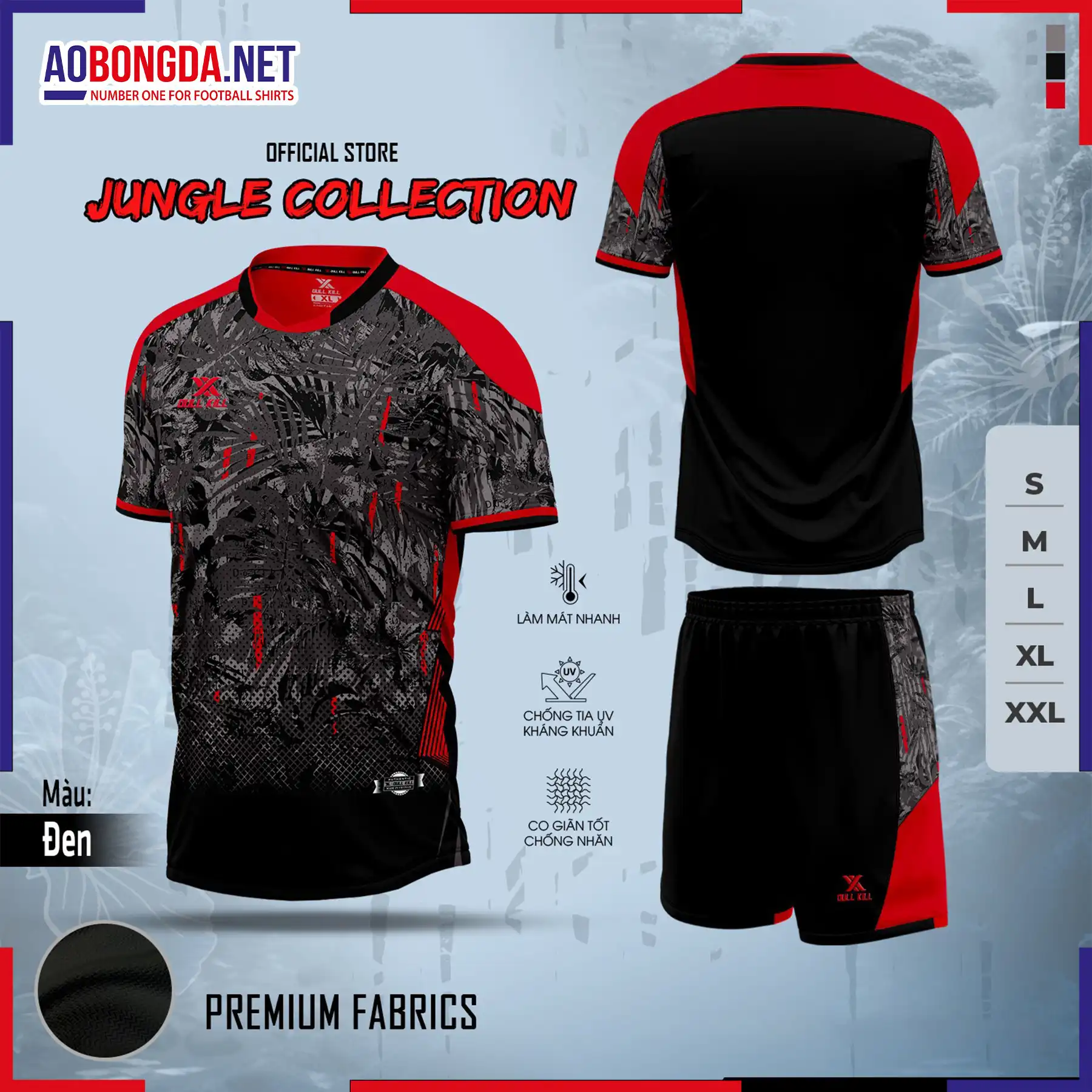 Áo Bóng Đá Không Logo Dullkill Jungle Đen