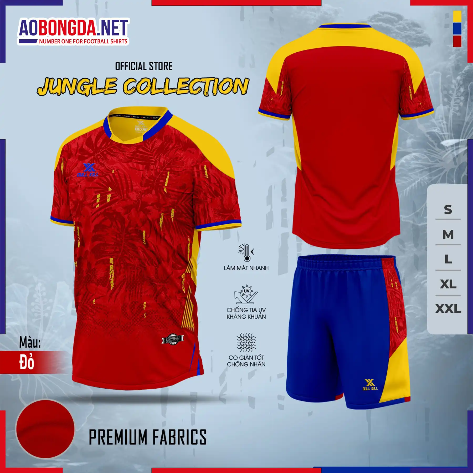 Áo Bóng Đá Không Logo Dullkill Jungle Đỏ