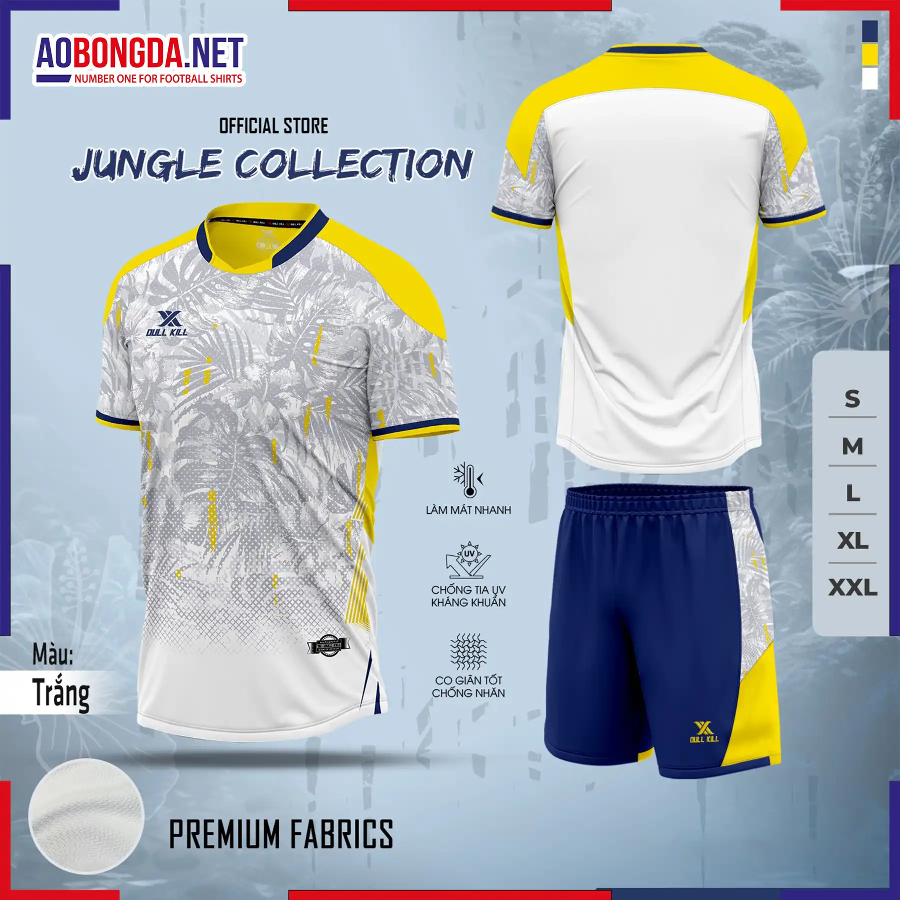 Áo Bóng Đá Không Logo Dullkill Jungle Trắng