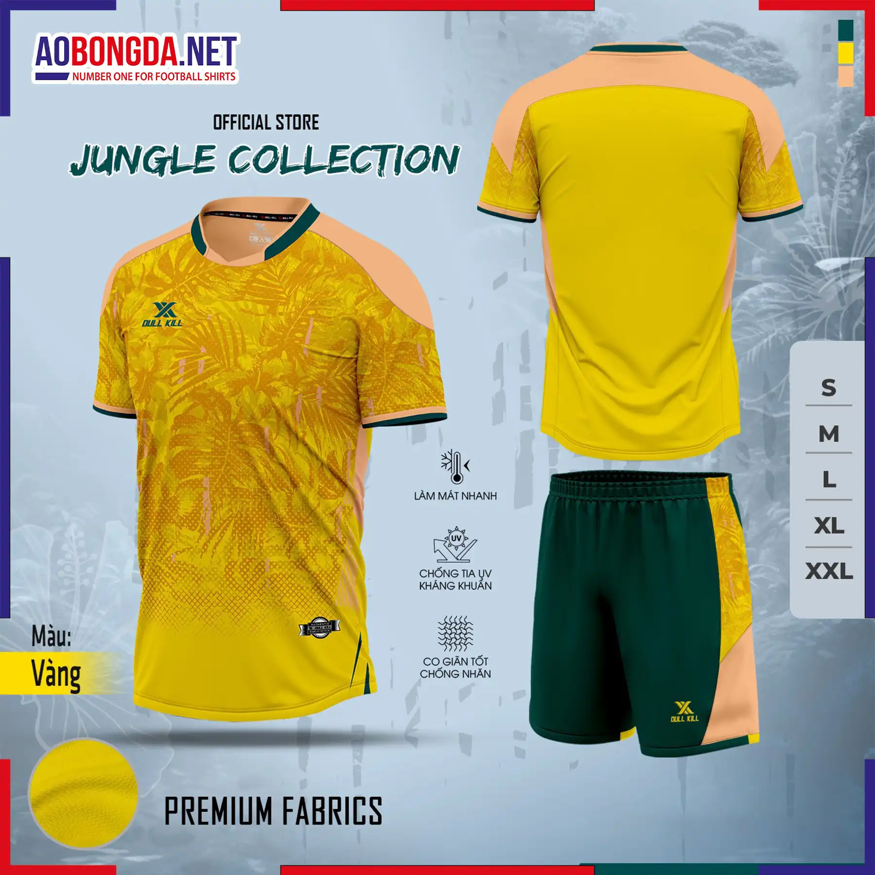 Áo Bóng Đá Không Logo Dullkill Jungle Vàng