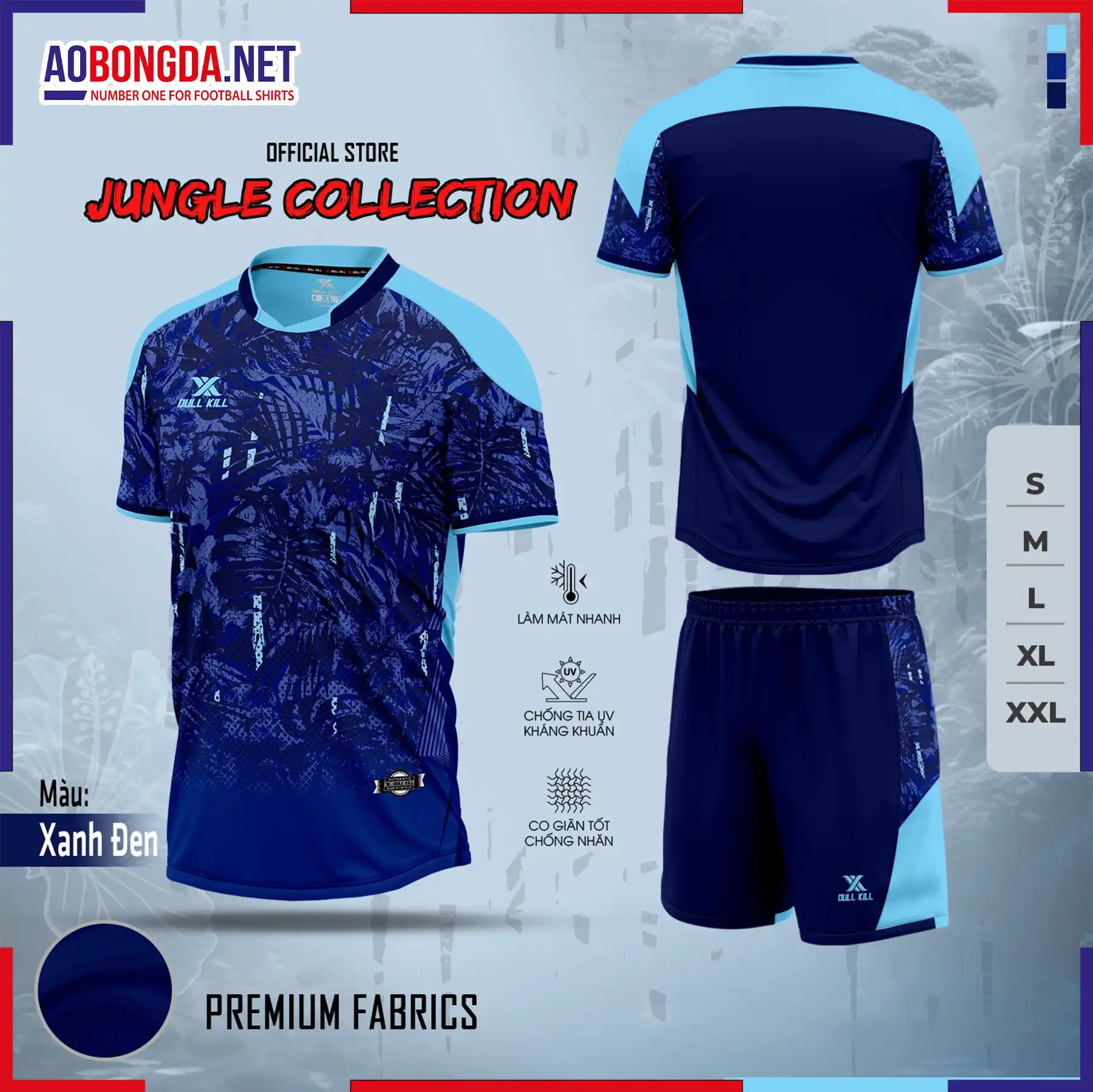 Áo Bóng Đá Không Logo Dullkill Jungle Xanh Đen