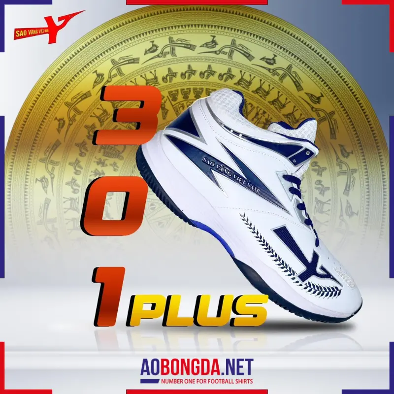 Giày Bóng Chuyền Sao Vàng 301 Plus Trắng Đen