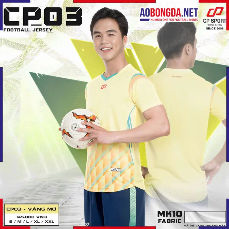 Áo Bóng Đá Không Logo CP CP03 Vàng