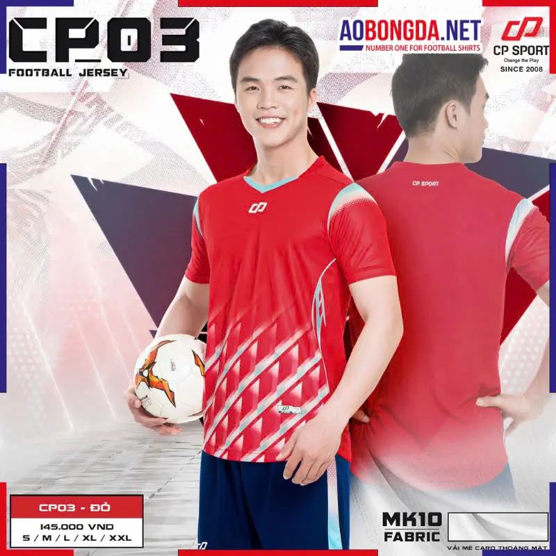 Áo Bóng Đá Không Logo CP CP03 Đỏ