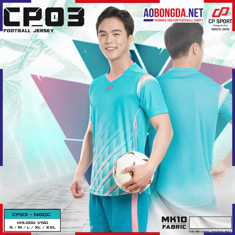 Áo Bóng Đá Không Logo CP CP03 Xanh Ngọc