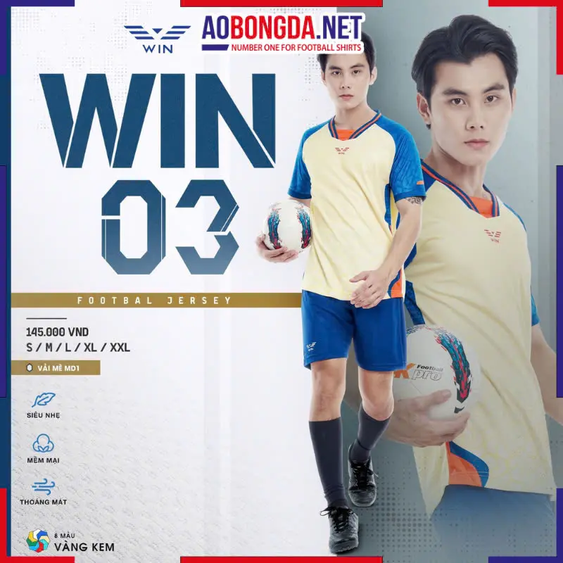 Áo Bóng Đá Không Logo CP Win 03 Kem