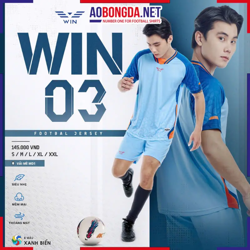 Áo Bóng Đá Không Logo CP Win 03 Xanh Biển