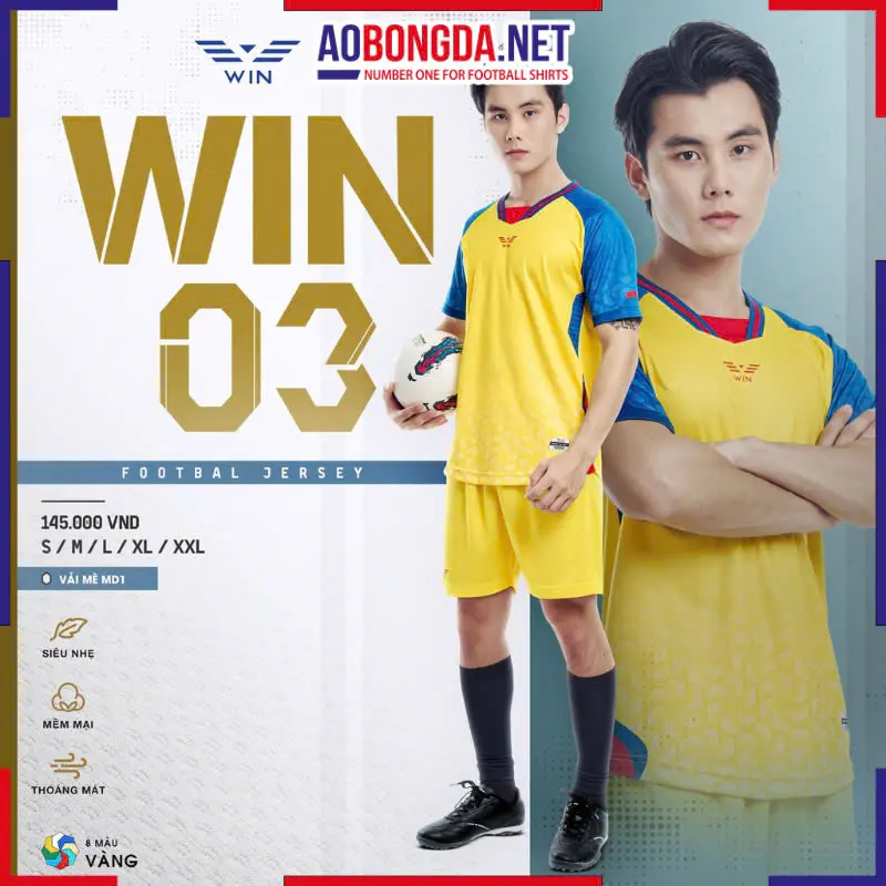 Áo Bóng Đá Không Logo CP Win 03 Vàng