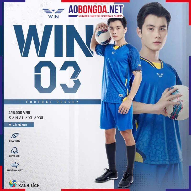 Áo Bóng Đá Không Logo CP Win 03 Xanh Bích