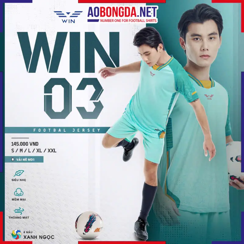 Áo Bóng Đá Không Logo CP Win 03 Xanh Ngọc