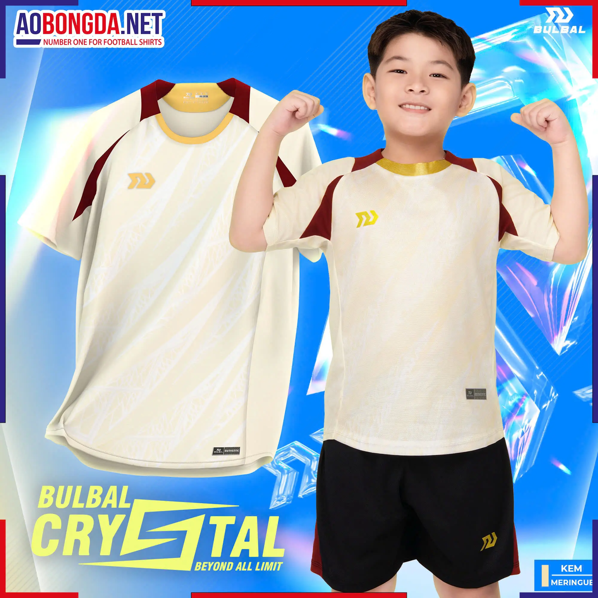 Bộ Quần Áo bóng đá trẻ em Bulbal Crystal Kem