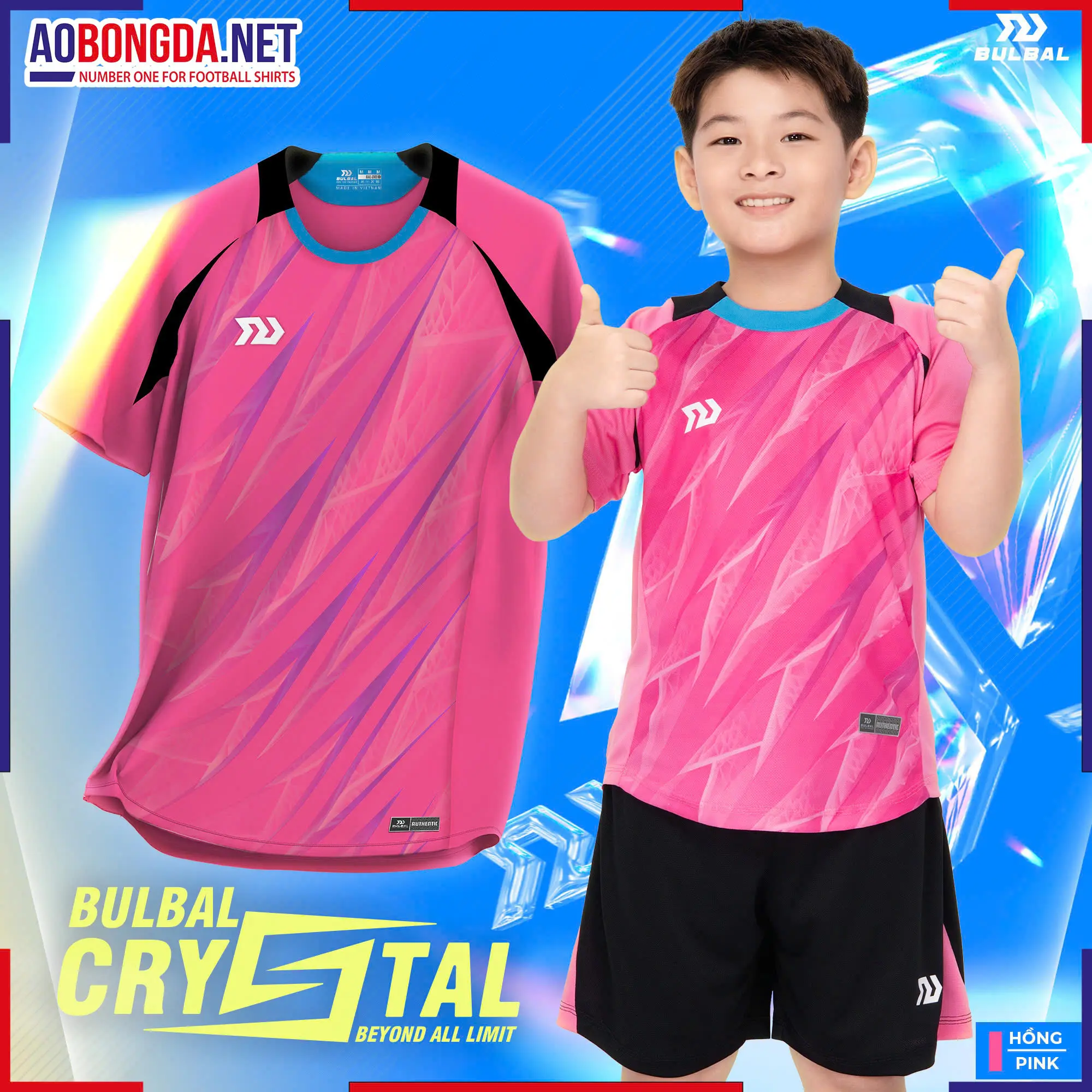 Bộ Quần Áo bóng đá trẻ em Bulbal Crystal Hồng