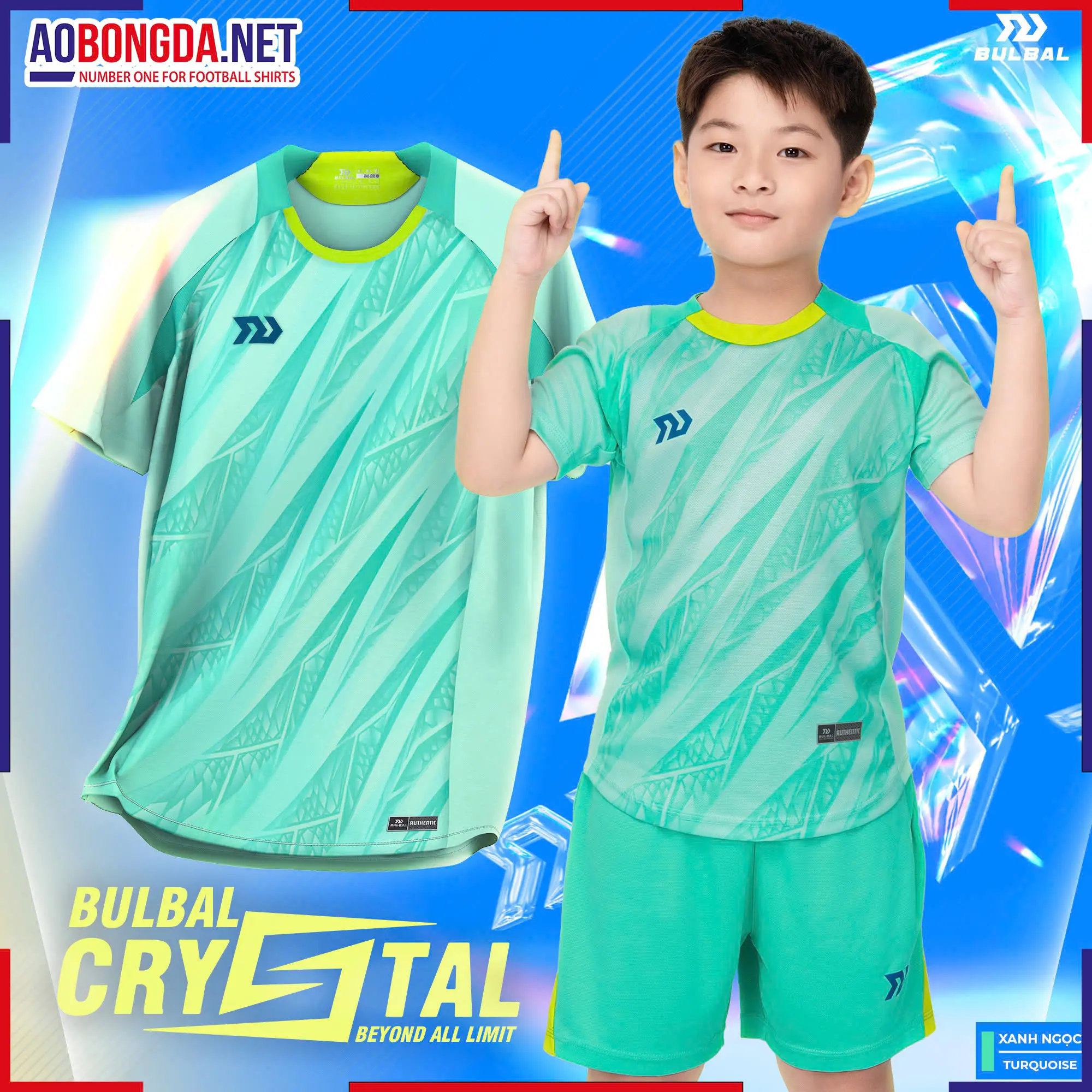 Bộ Quần Áo bóng đá trẻ em Bulbal Crystal Xanh Ngọc