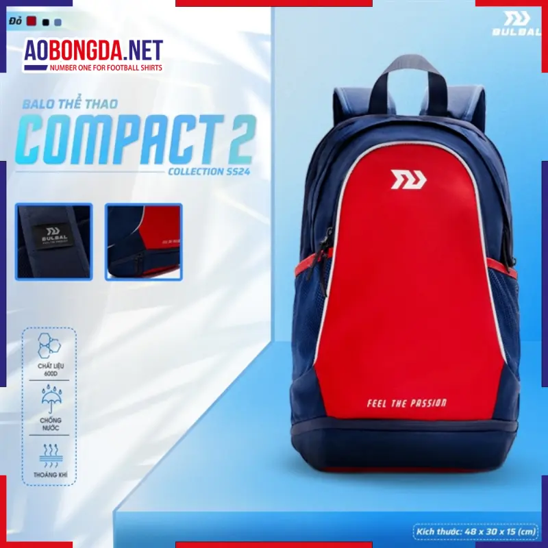 Balo Bulbal Compact 02 Xanh Đen Đỏ