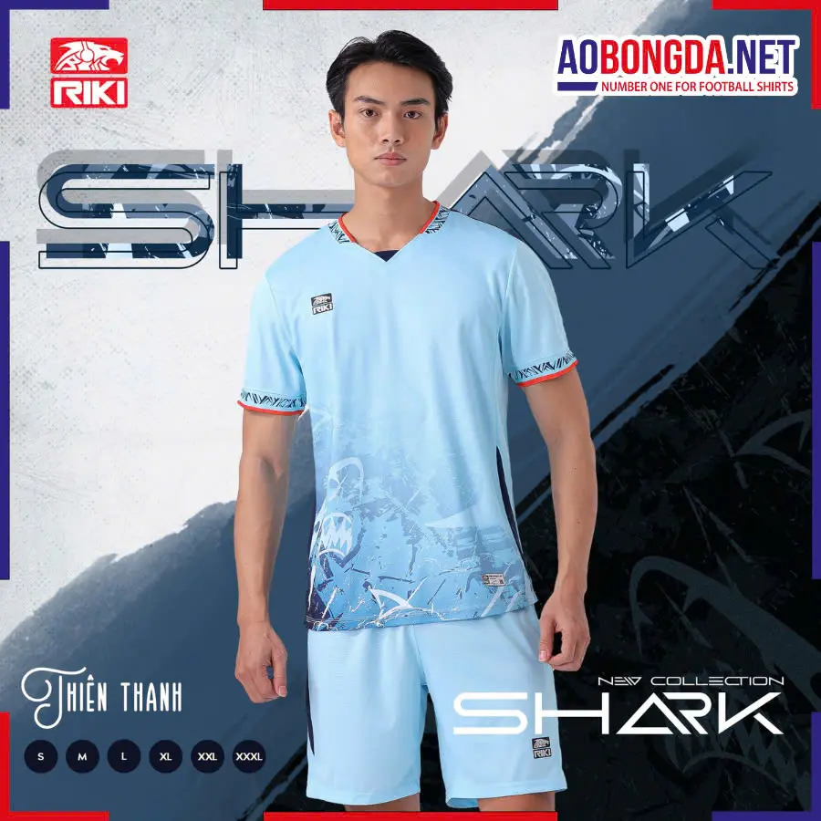 Áo Không Logo Riki BD03 Shark Thiên Thanh